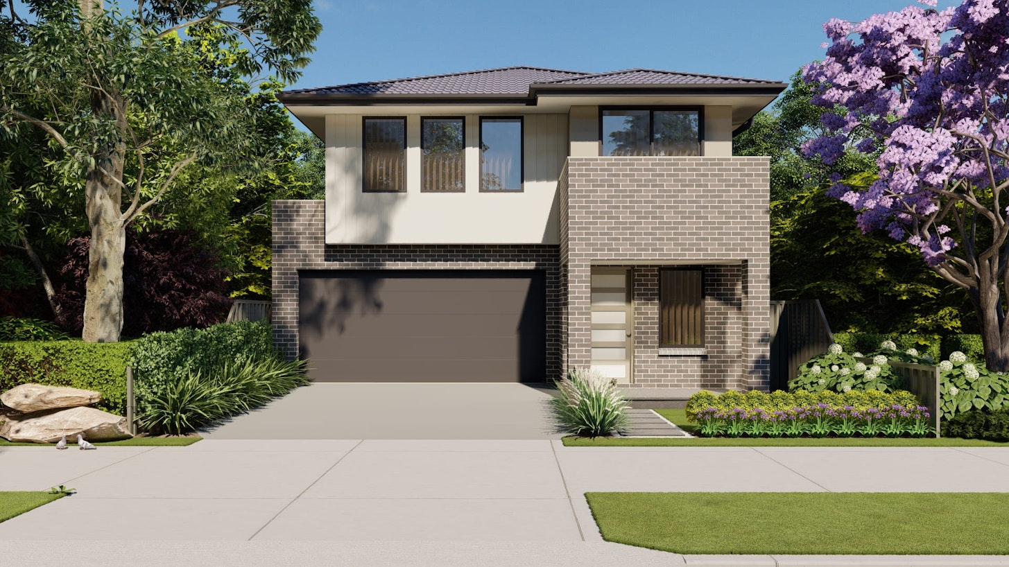 Home-Designs Double-Storey 10m-Double-Storey---Meadowbank-Display-Home Facades 1.-Contemporary p3oc-f1-01-photo-dark